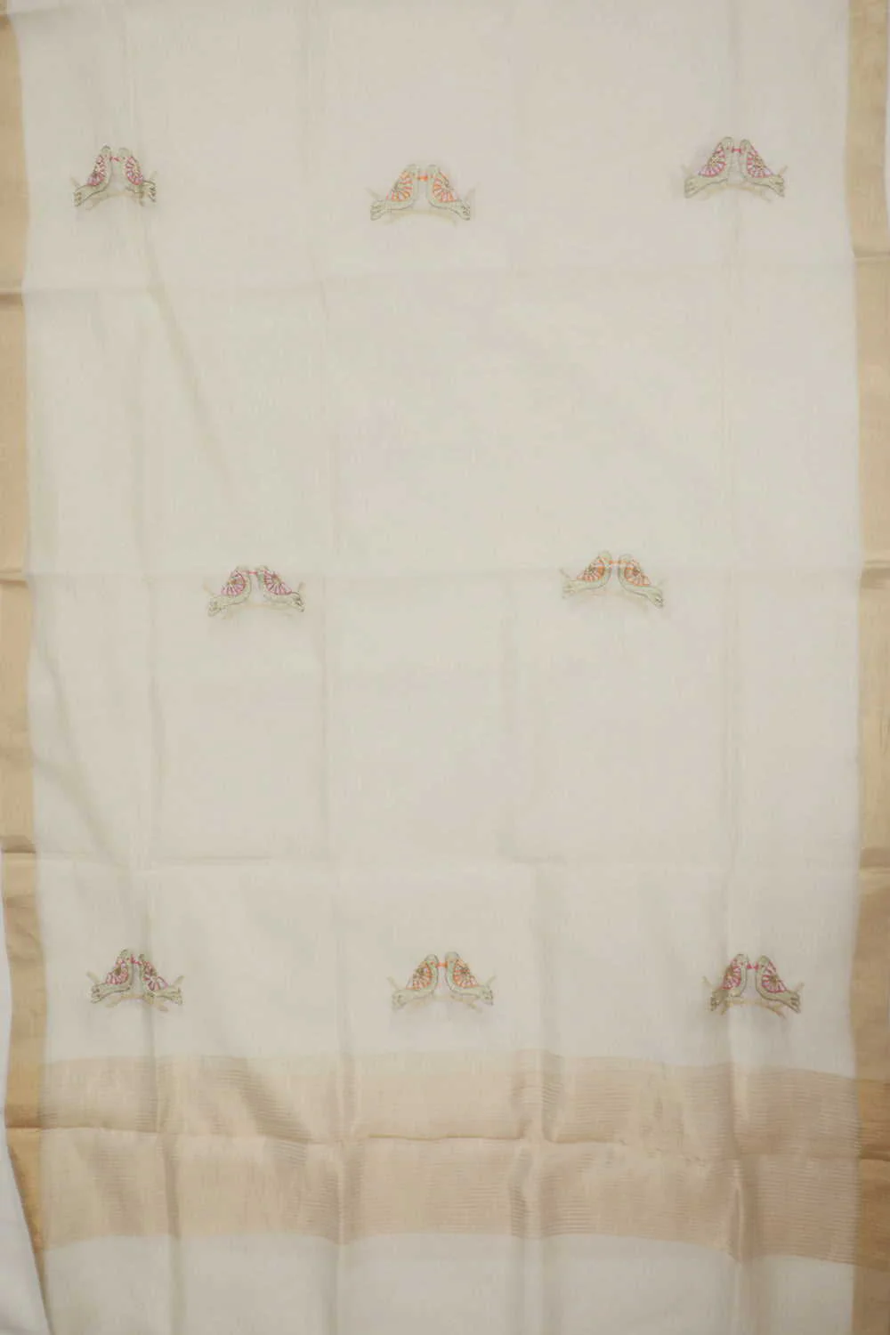 Cream Handwoven Chanderi Top & Embroidered Chanderi Dupatta - Image 3