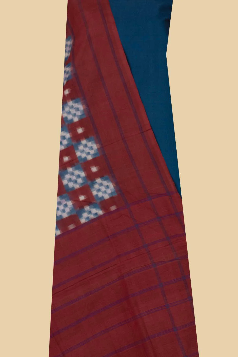 Blue Mangalagiri Cotton Top & Ikat Dupatta