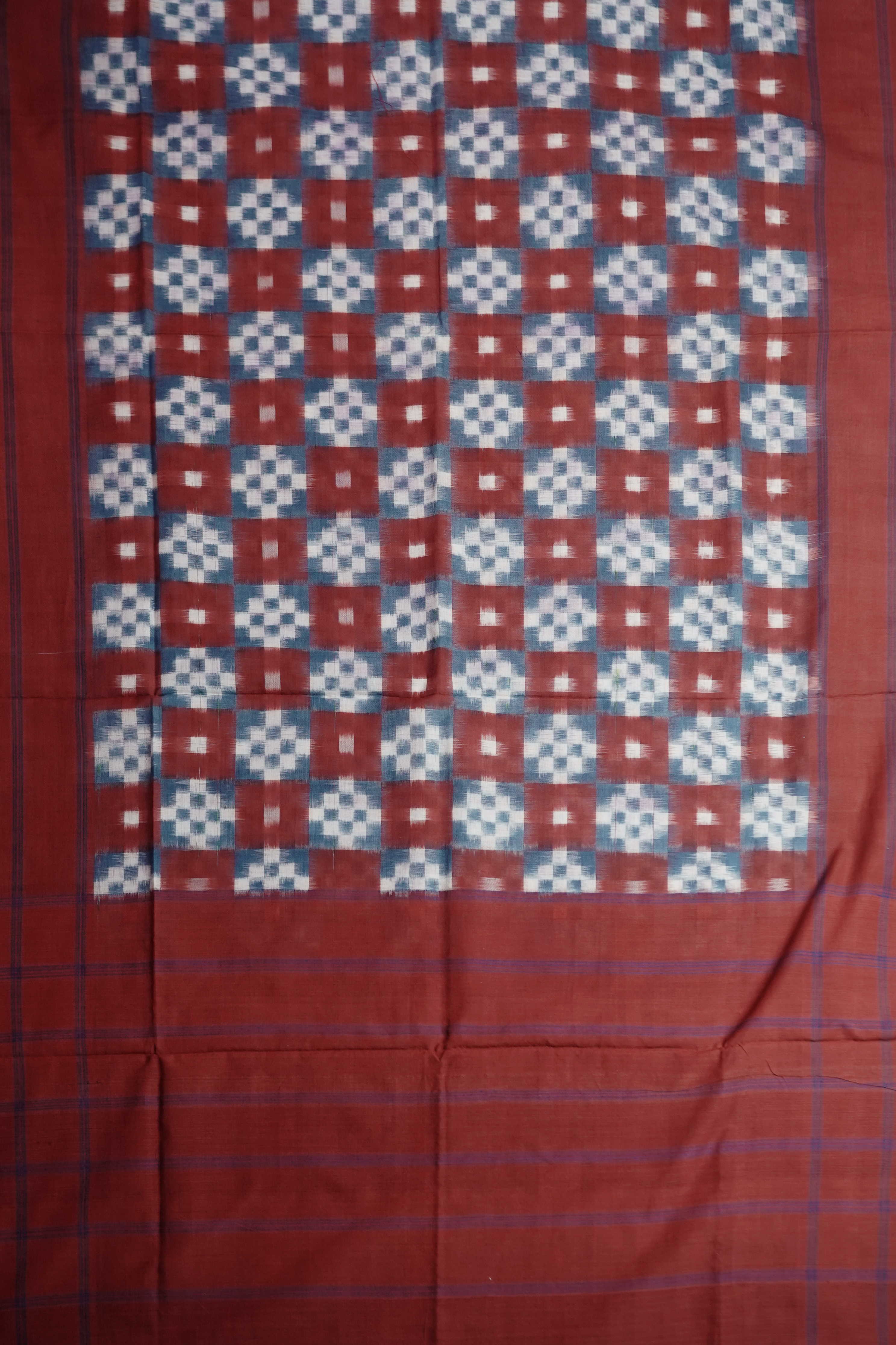 Blue Mangalagiri Cotton Top & Ikat Dupatta - Image 3