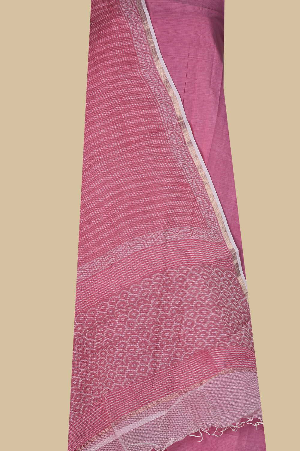 Flamingo Pink Mangalagiri Top & Kota Dupatta - Image 2