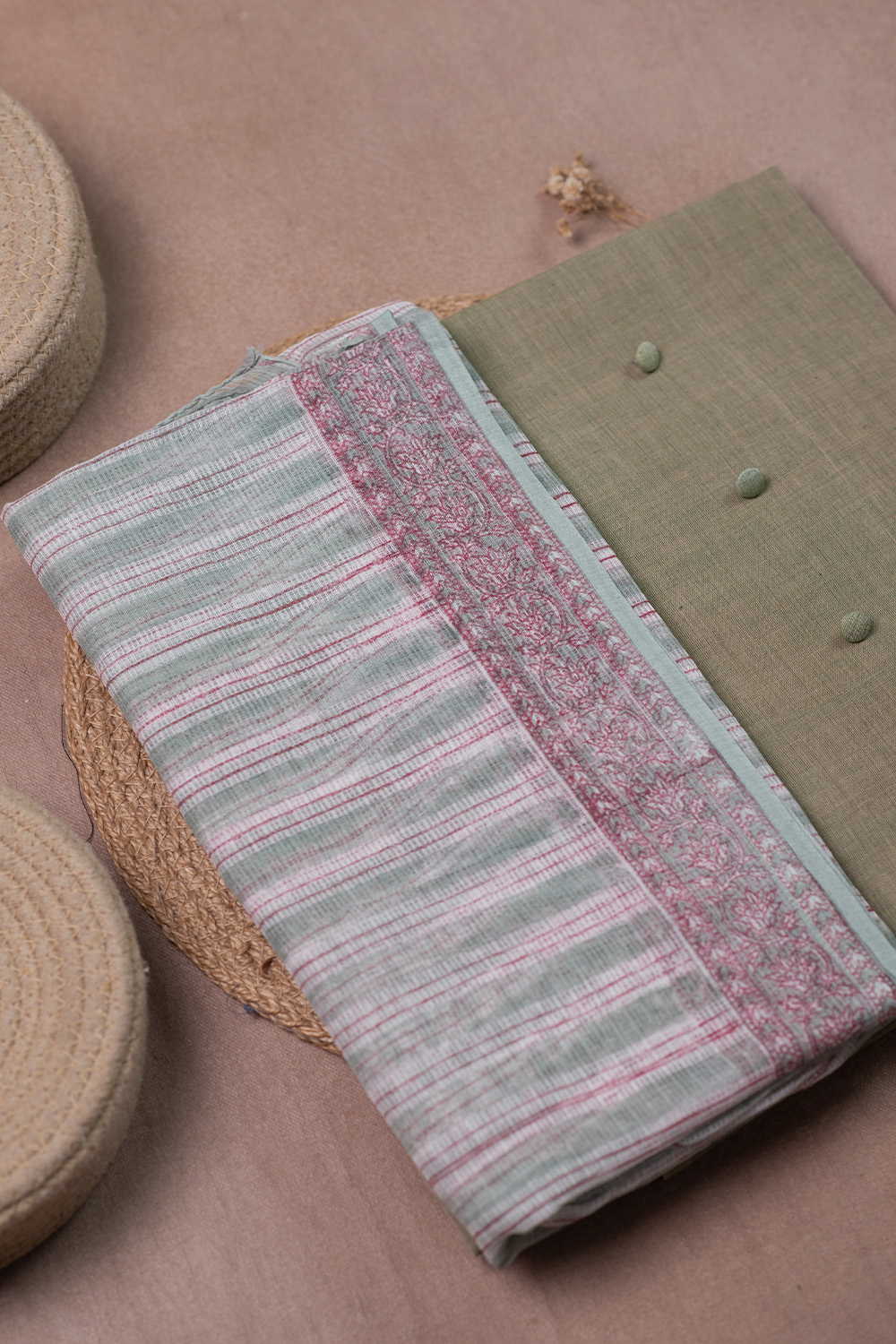 Pale Green Mangalagiri Top & Kota Dupatta