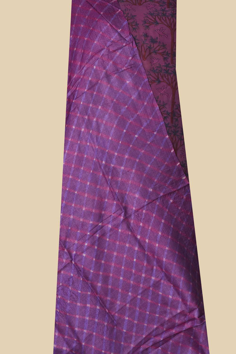 Pattern Block Printed Chanderi Top & Tussar Silk Dupatta - Image 2