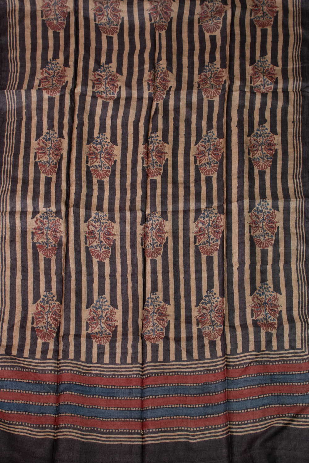 Black Mangalagiri Boddu Checks Top & Tussar Dupatta - Image 3