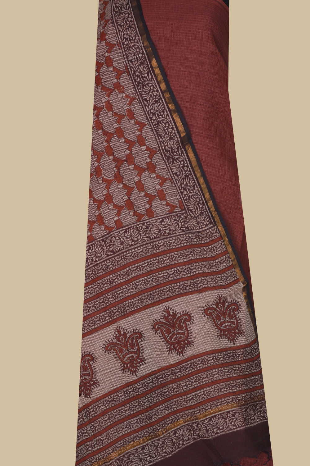 Deep Pinkish Brown Kota Top & Dupatta