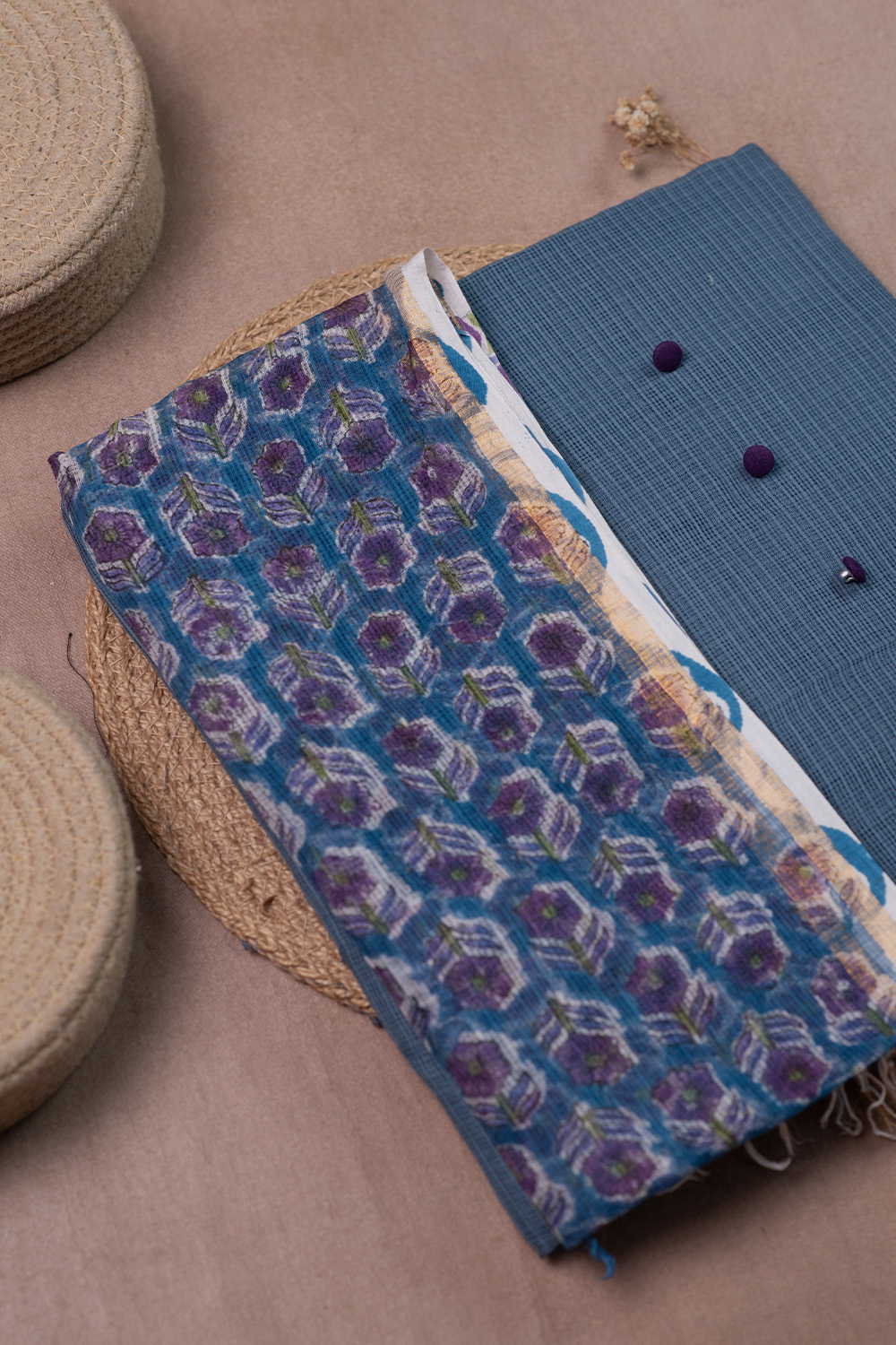 Shade of Blue Kota Cotton Top & Dupatta - Image 2