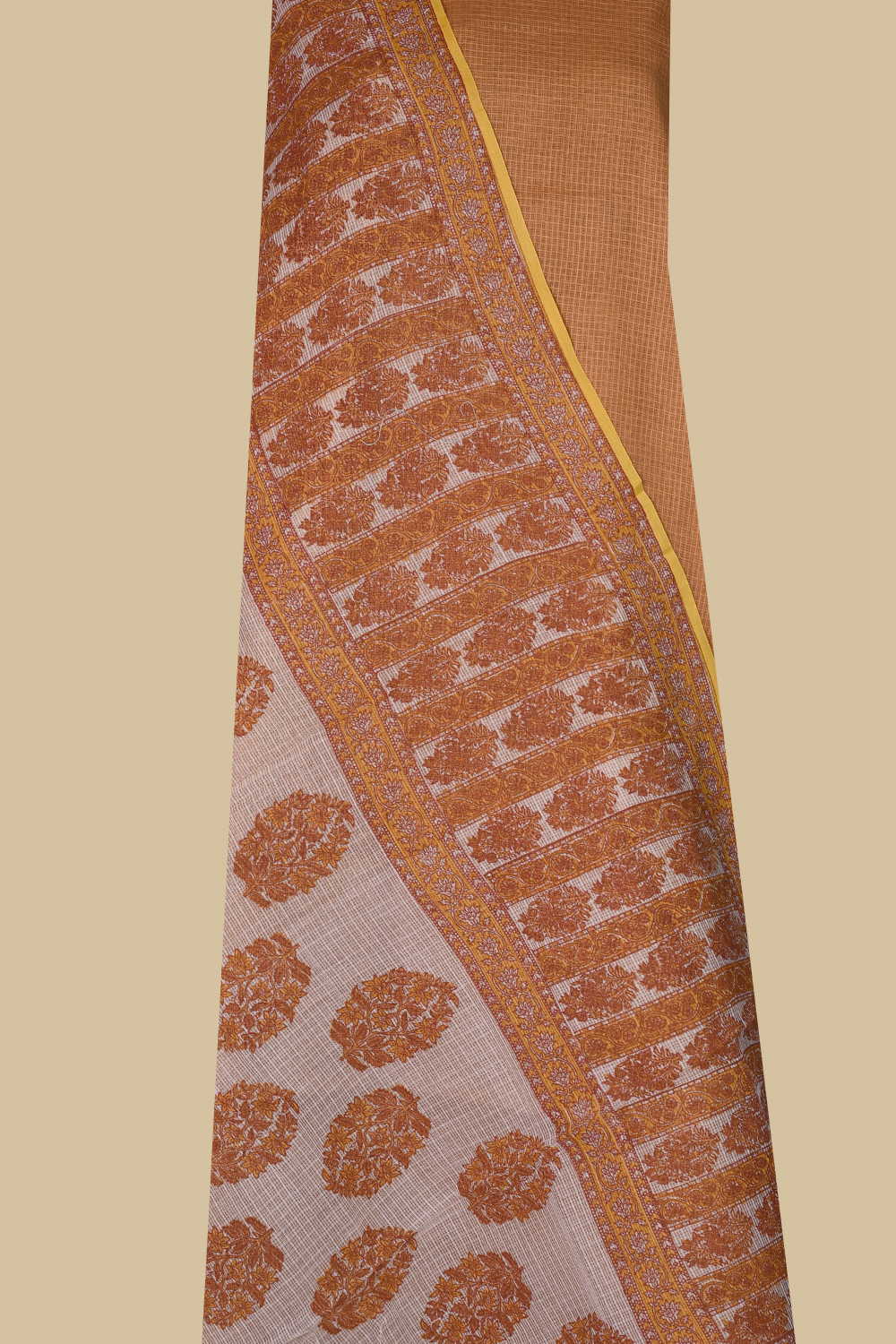 Orange Kota Cotton Top & Dupatta