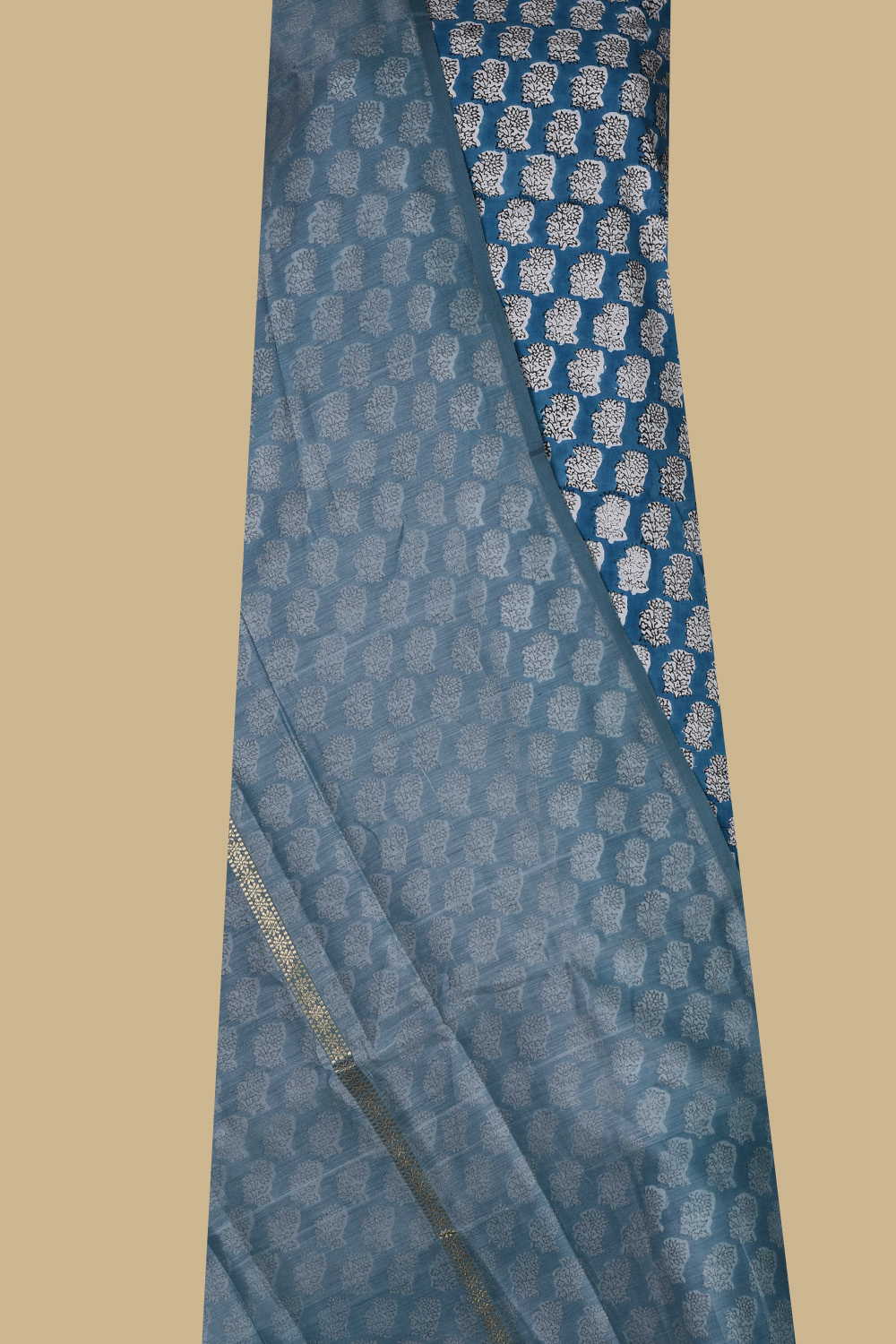 Petal Poetry Blue Sanganeri Top & Maheshwari Silk Cotton Dupatta