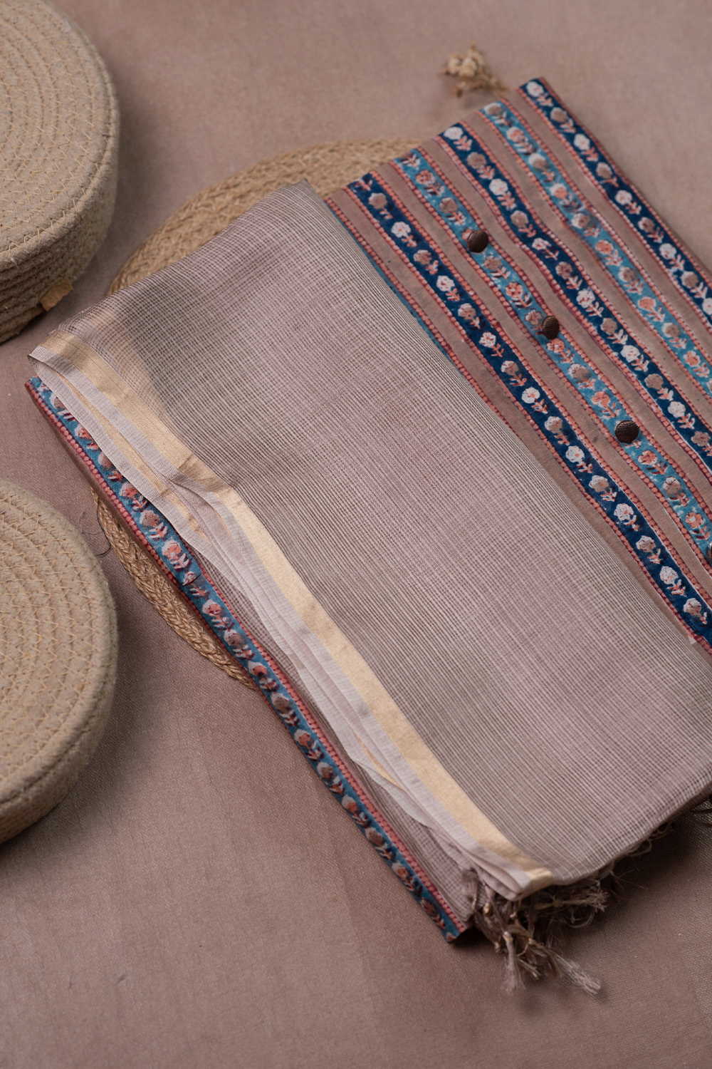 Striped Floral Chanderi Top & Kota Silk Dupatta