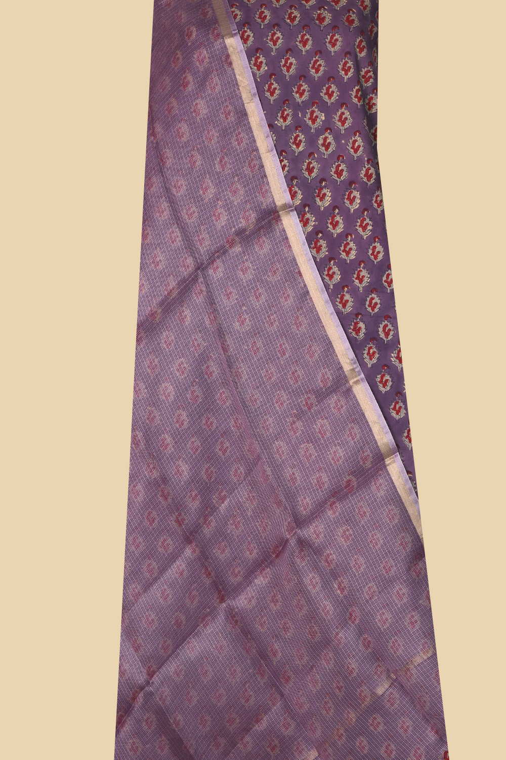 Purple Sanganeri Top & Kota Silk Dupatta