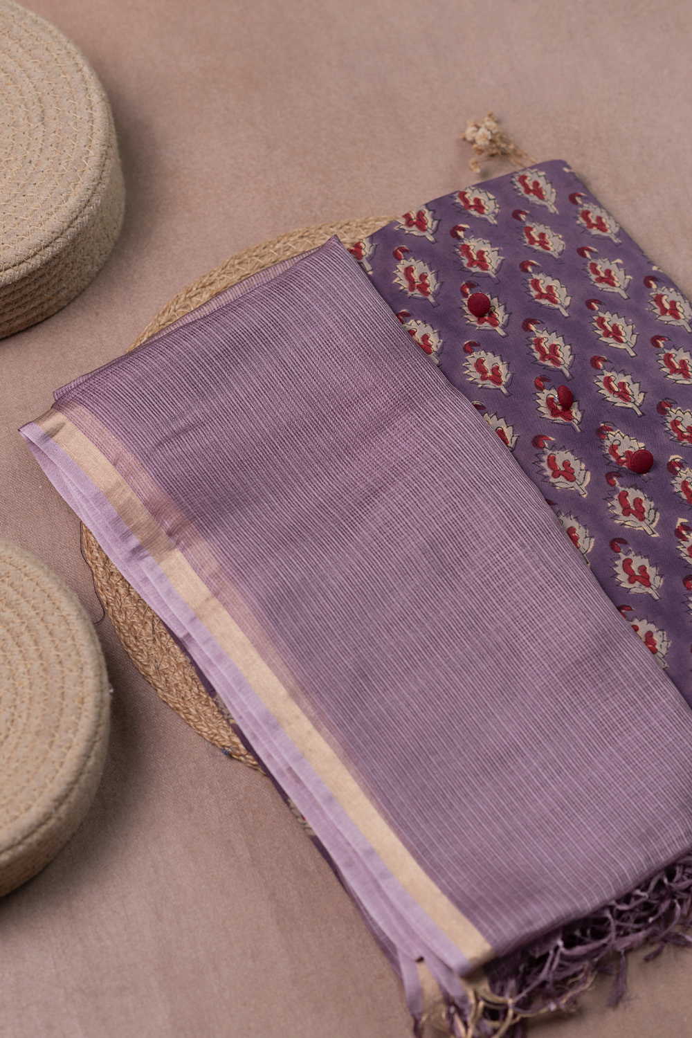 Purple Sanganeri Top & Kota Silk Dupatta - Image 2