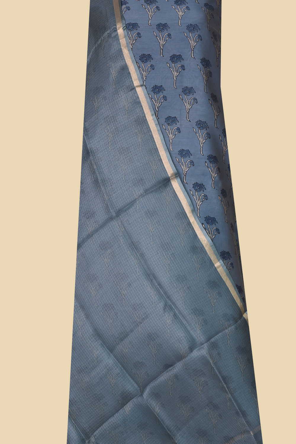 Florals on Ajrak Chanderi Top & Kota Silk Dupatta - Image 2