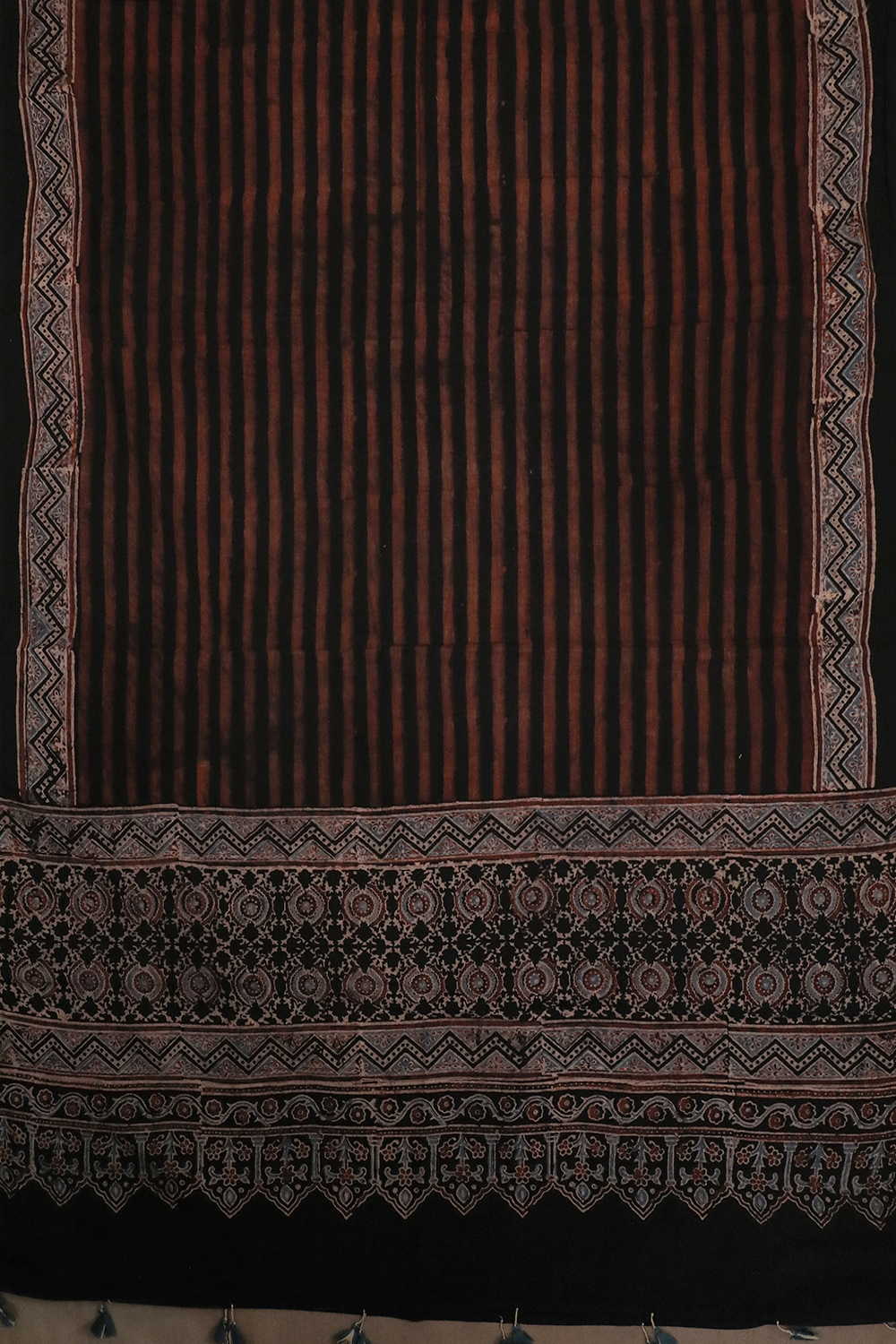 Black Motifs - Maroon Ajrak Top & Dupatta - Image 3