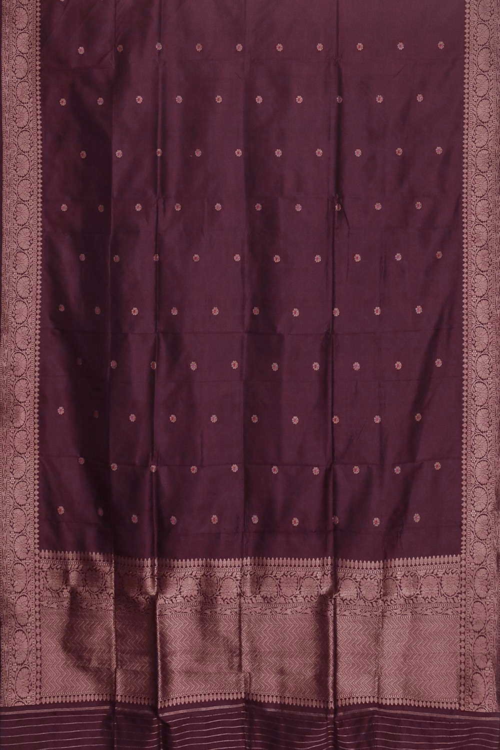 Royal Brown Handwoven Tussar Silk Top & Banarasi Dupatta - Image 3