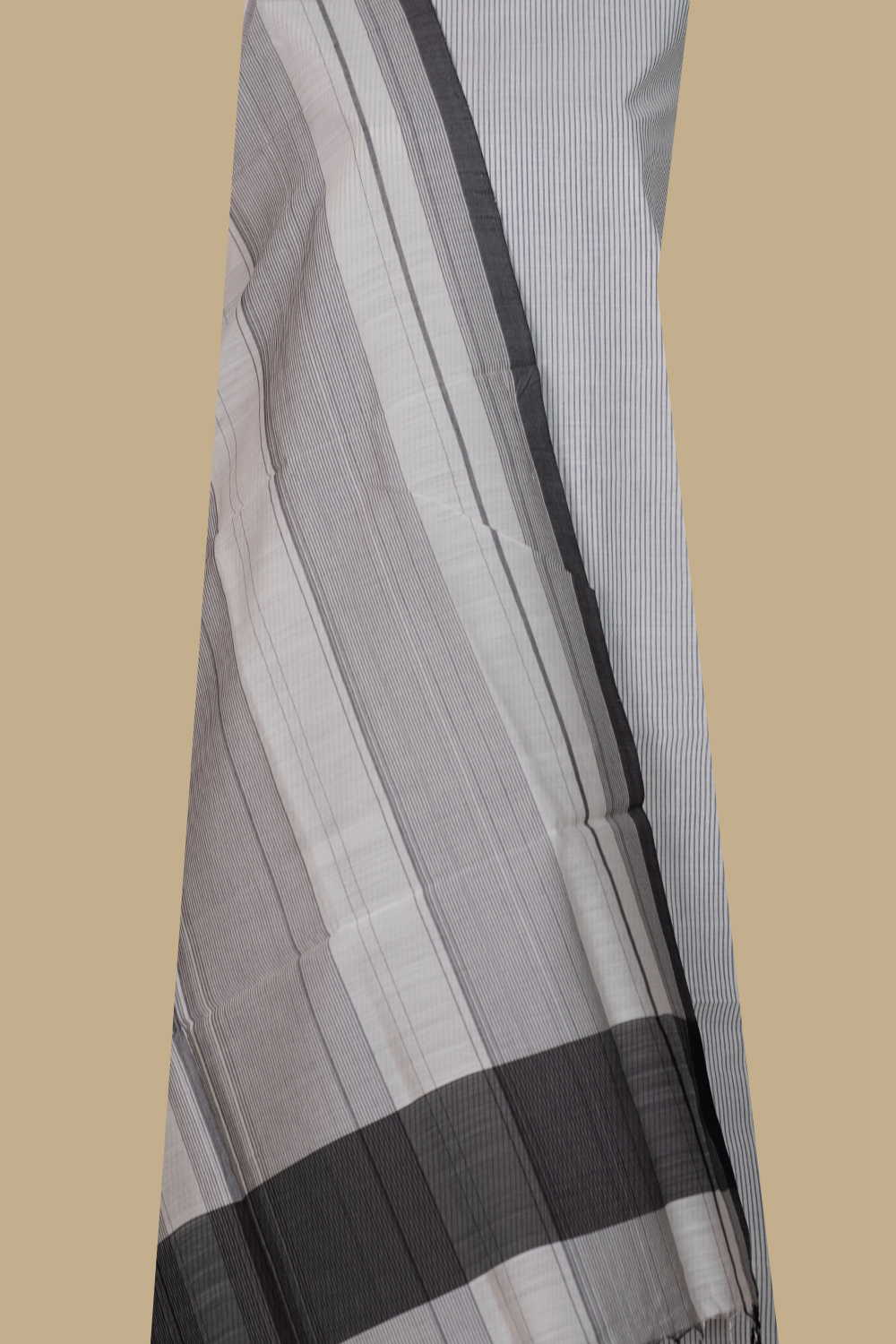 Grey Stripe Mangalagiri Cotton Top & Maheshwari Dupatta - Image 2