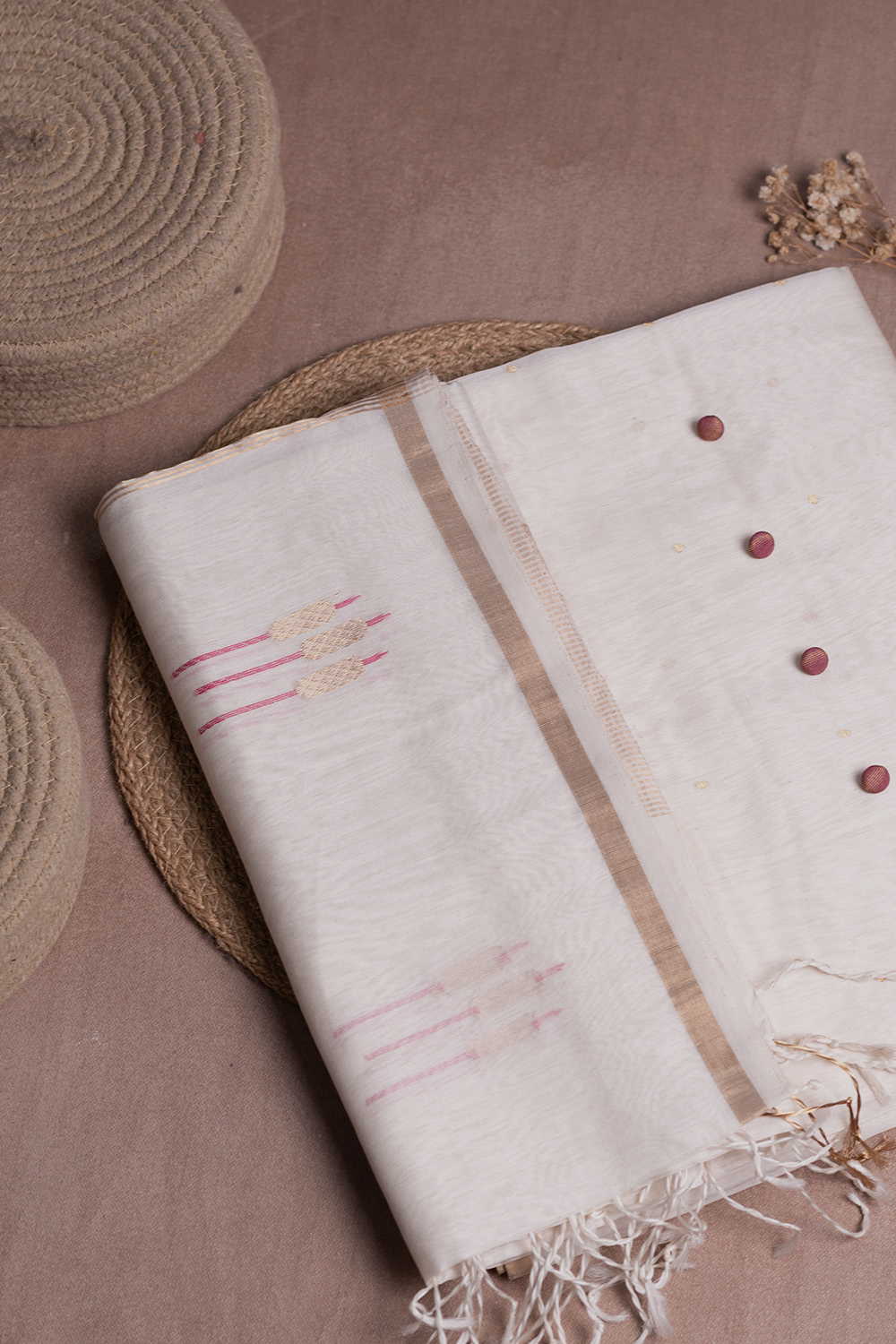 Off-White Chanderi Silk Cotton Top & Dupatta
