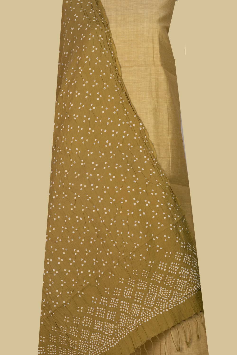 Mustard Yellow Mangalagiri Top & Bandhani Dupatta - Image 2