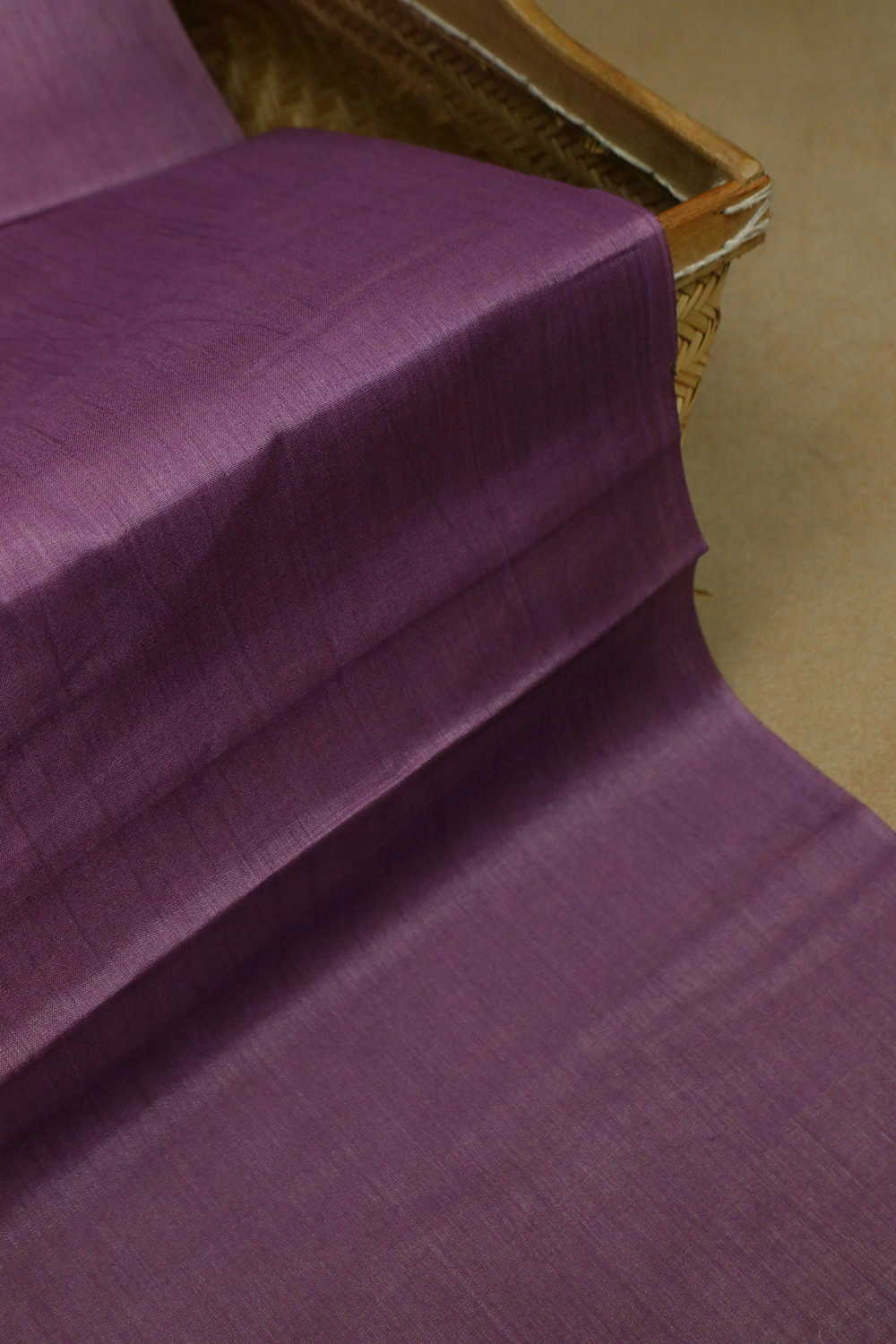 Grape Purple Handwoven Tussar Silk Fabric - Image 3