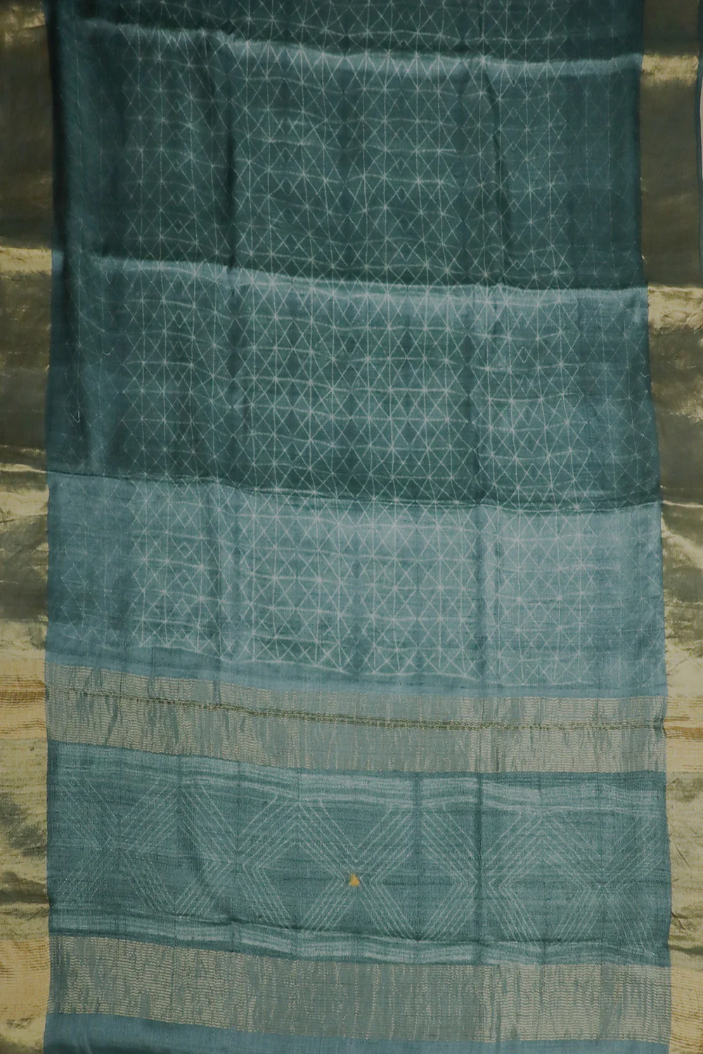 Light Sea Green Tussar Silk Shibori Saree - Image 2