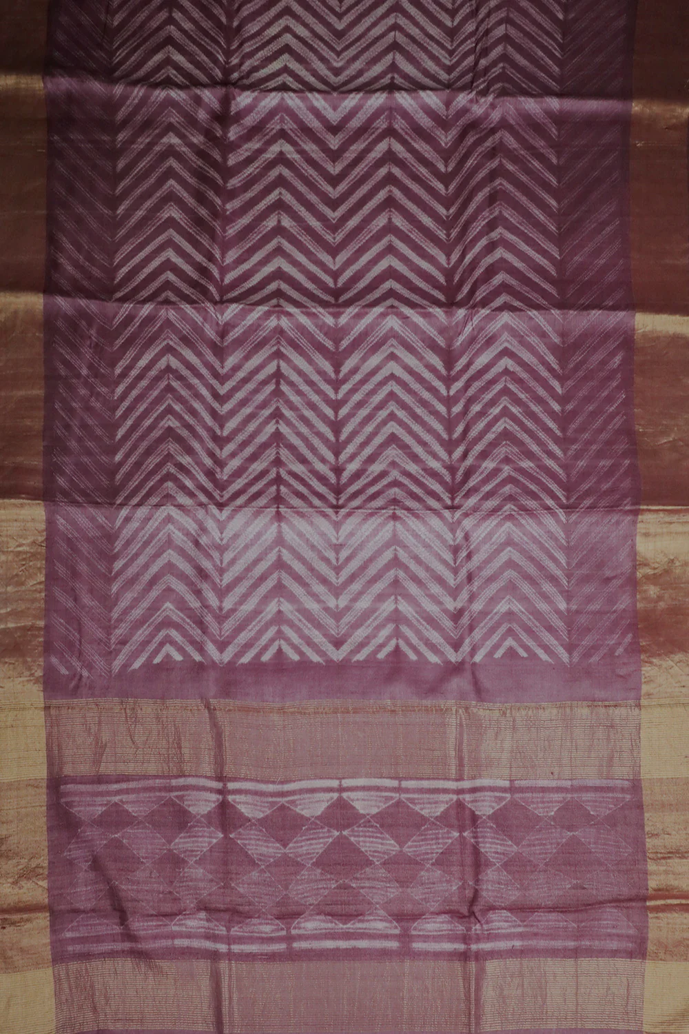 Onion Pink Tussar Silk Shibori Saree - Image 2