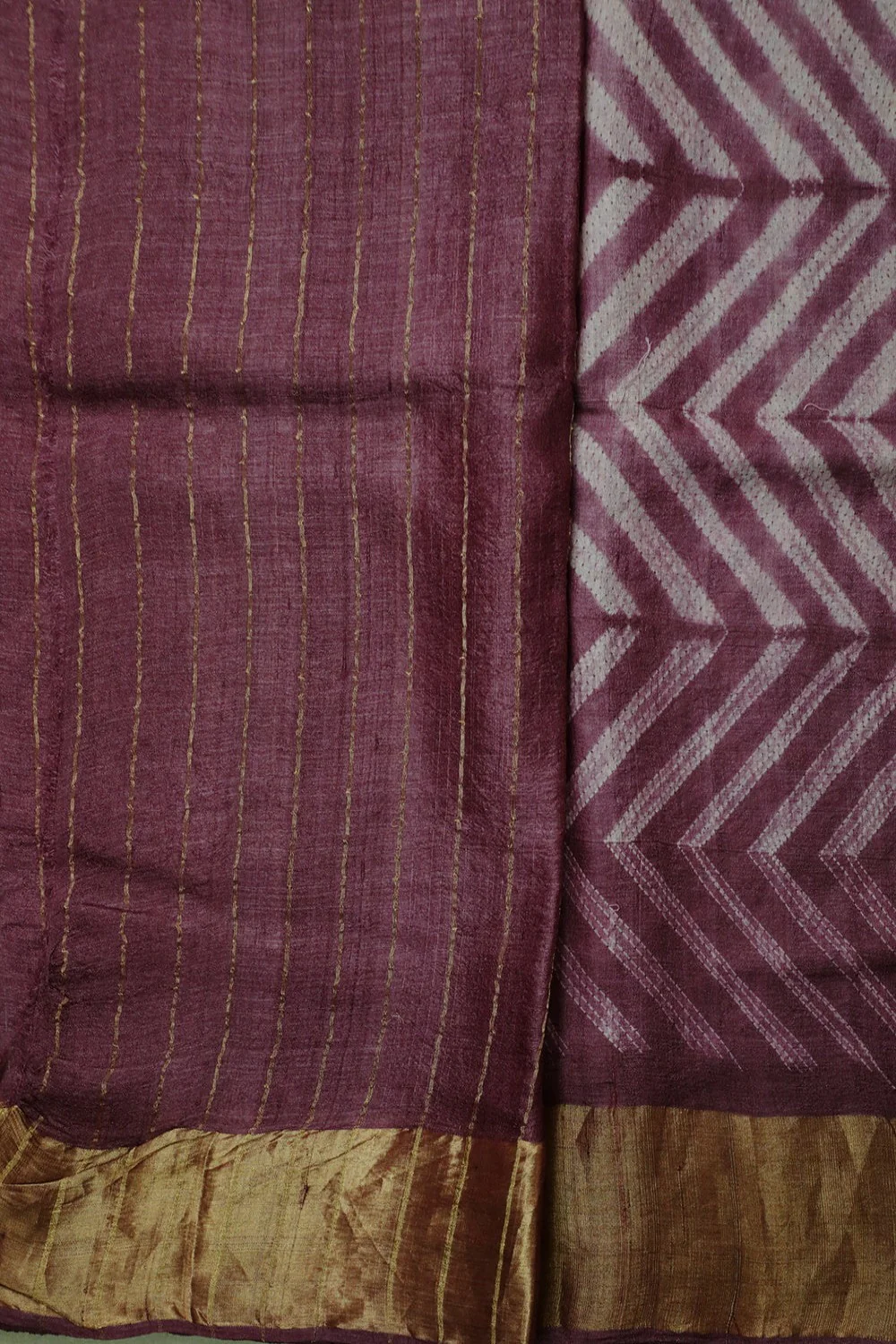 Onion Pink Tussar Silk Shibori Saree - Image 4